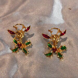 Gio Gold Tone Reindeer Earrings